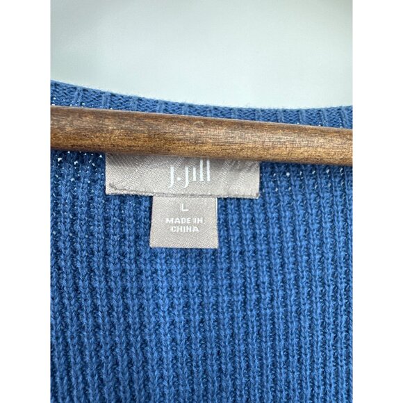 J. Jill Womens Blue Sleeveless Knit Cardigan Vest With Pockets Size L - Picture 4 of 8